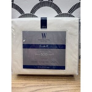 Wamsutta Pimacott 500 Thread Count Twin Sheet Set 3 Piece Solid Ivory White New